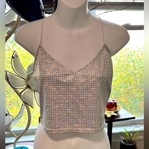 Silver Sequin Crop Top